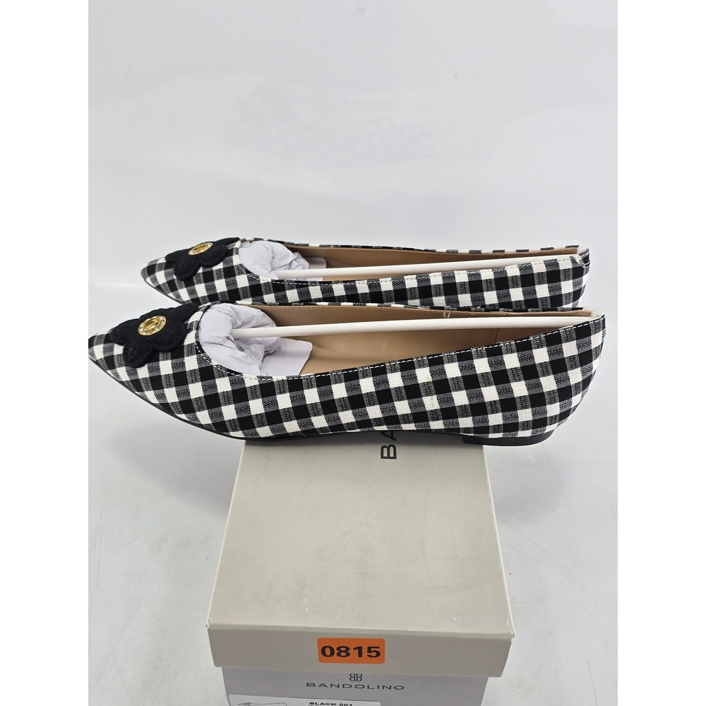 Bandolino Starry2 Flats Women 9.5 Black Gingham Pointed Toe Flower - New - Picture 3 of 10